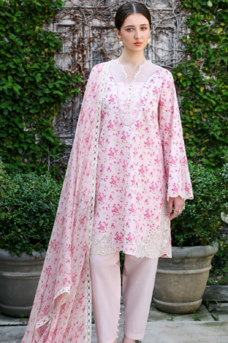 Cross Stitch Eid Lawn -Peach Sprinkle